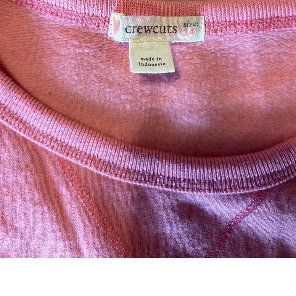 Crewcuts Ruffle Crewneck Sweatshirt Girls Size 14 Pink Preppy J. Crew - Picture 4 of 7